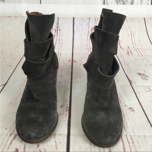 Pep Monjo Gray Suede Blur Wrap Moto Boots - Picture 3 of 7